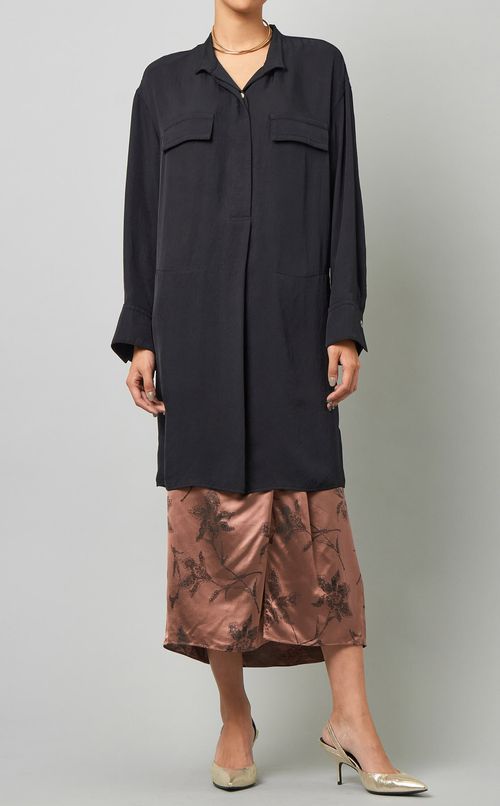 フラップポケットロングシャツ