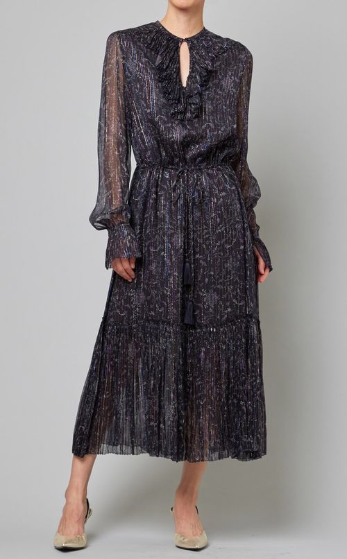 マルチプリントラメストライプワンピース