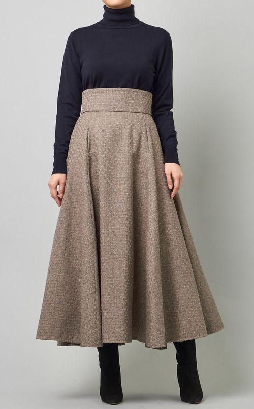 ツイード調ボリュームフレアスカート