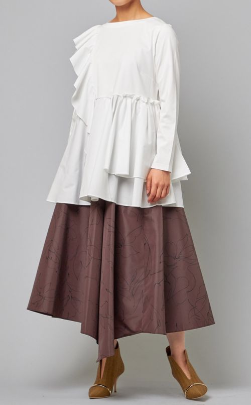 ショルダーフリルペプラムカットソー