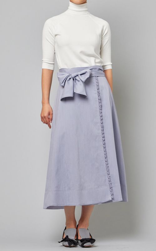 リボン付フリンジフレアスカート