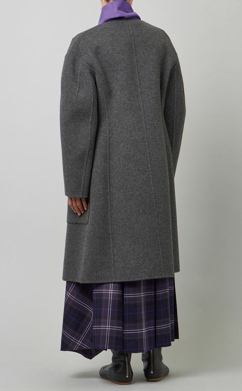 ノーカラーダブルフェイスコート