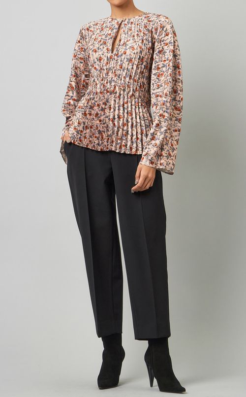 フラワープリントプリーツブラウス