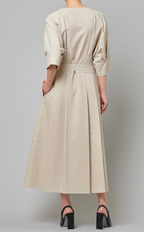 リネン混プリーツワンピース