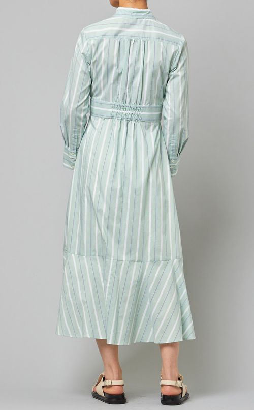 ストライプ切替シャツワンピース