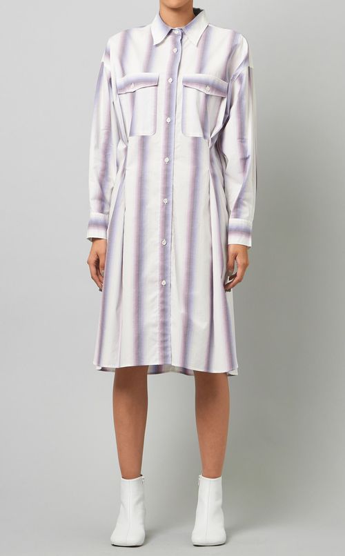 ストライプシャツミニワンピース