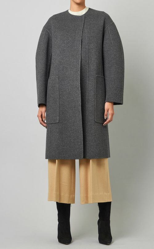 ノーカラーダブルフェイスコート