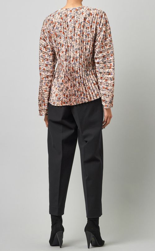 フラワープリントプリーツブラウス