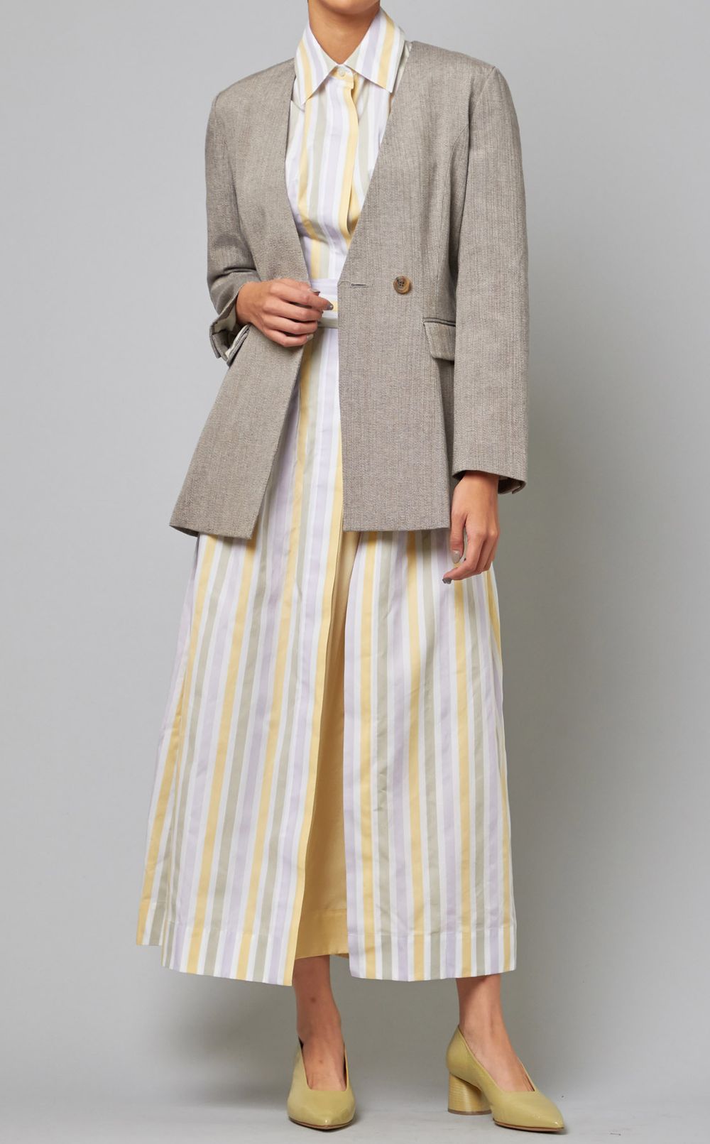 ストライプシャツワンピース