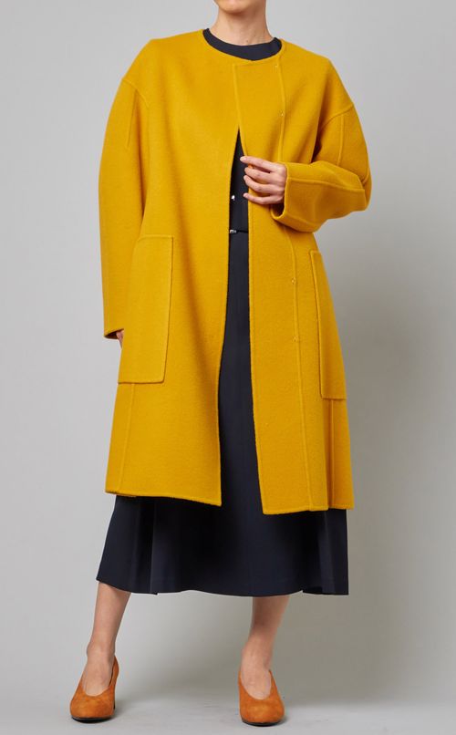 ノーカラーダブルフェイスコート