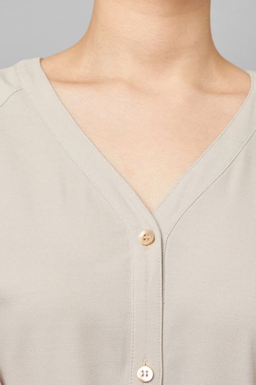 リネン混プリーツワンピース