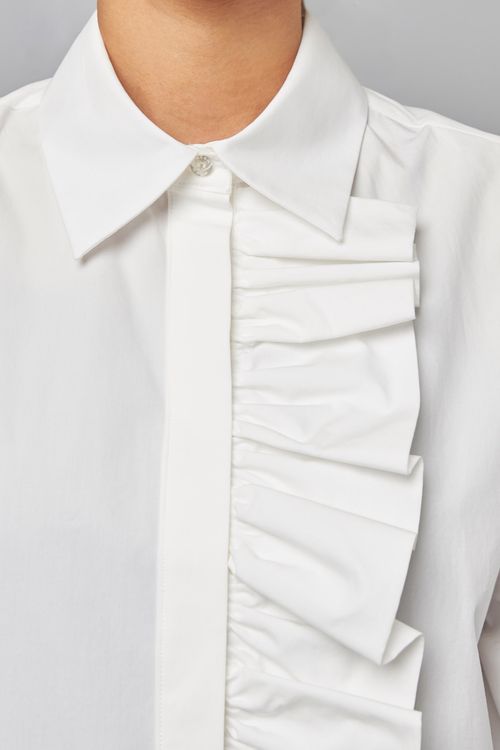 フリルロングシャツブラウス