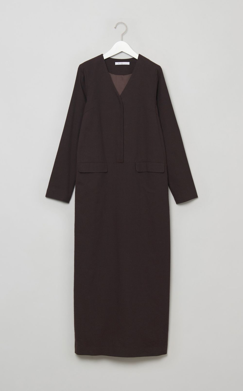 Vネックネップロングワンピース