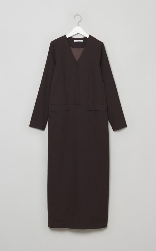 Vネックネップロングワンピース