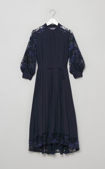 フラワーレースプリーツワンピース