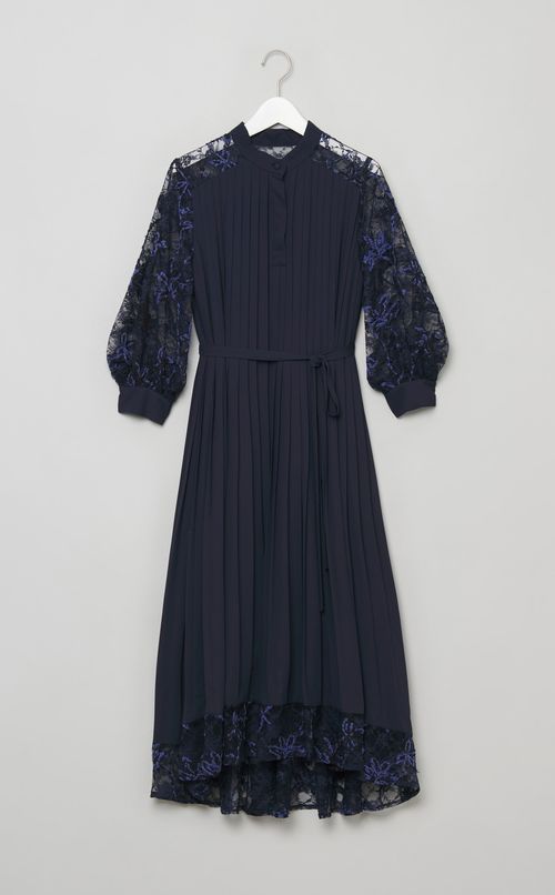 フラワーレースプリーツワンピース