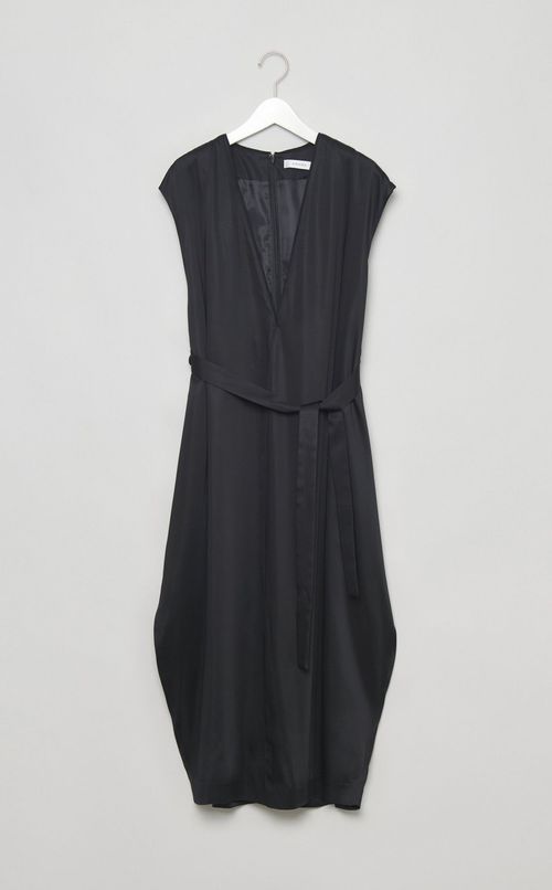 ブライトサテンコクーンワンピース