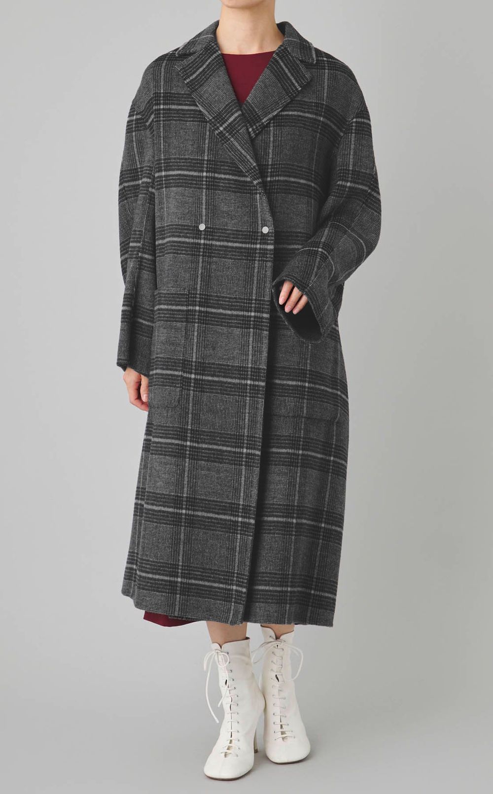 ウールチェックチェスターコート