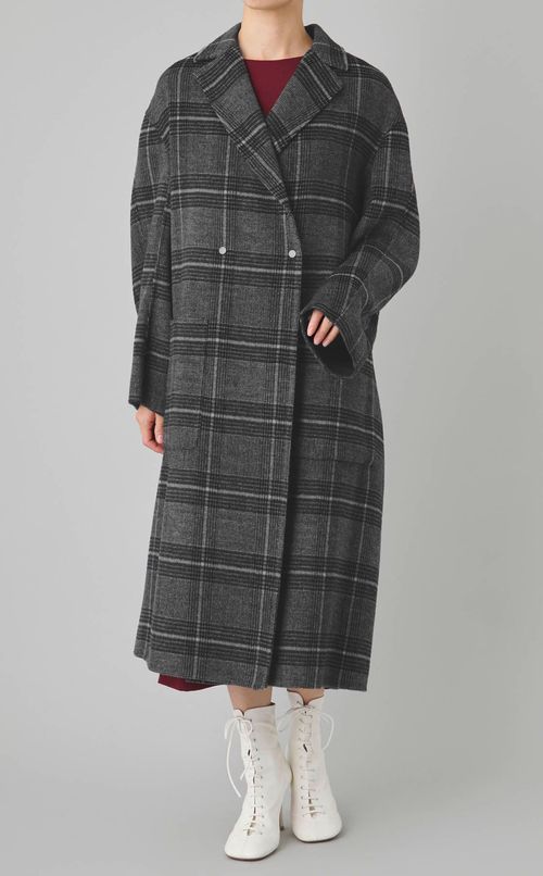 ウールチェックチェスターコート