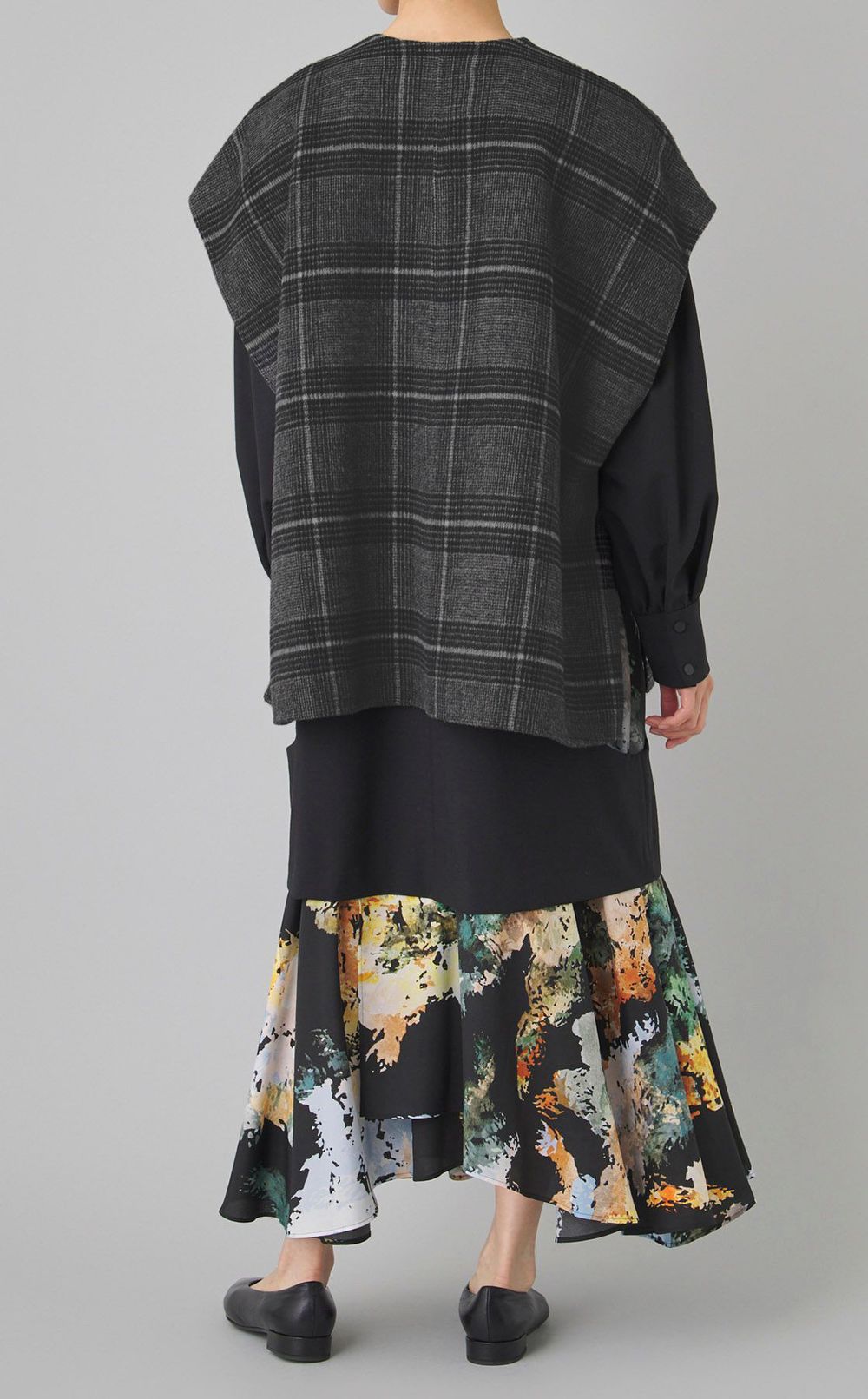 ウールチェックショートジレ