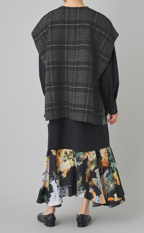 ウールチェックショートジレ