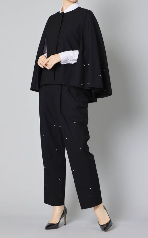 パール付タックテーパードパンツ