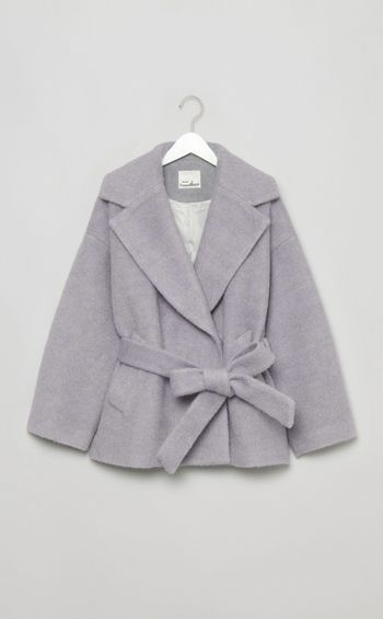 ベルト付きウールショートコート