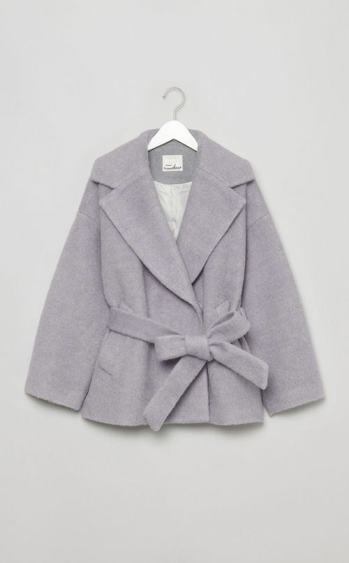 ベルト付きウールショートコート