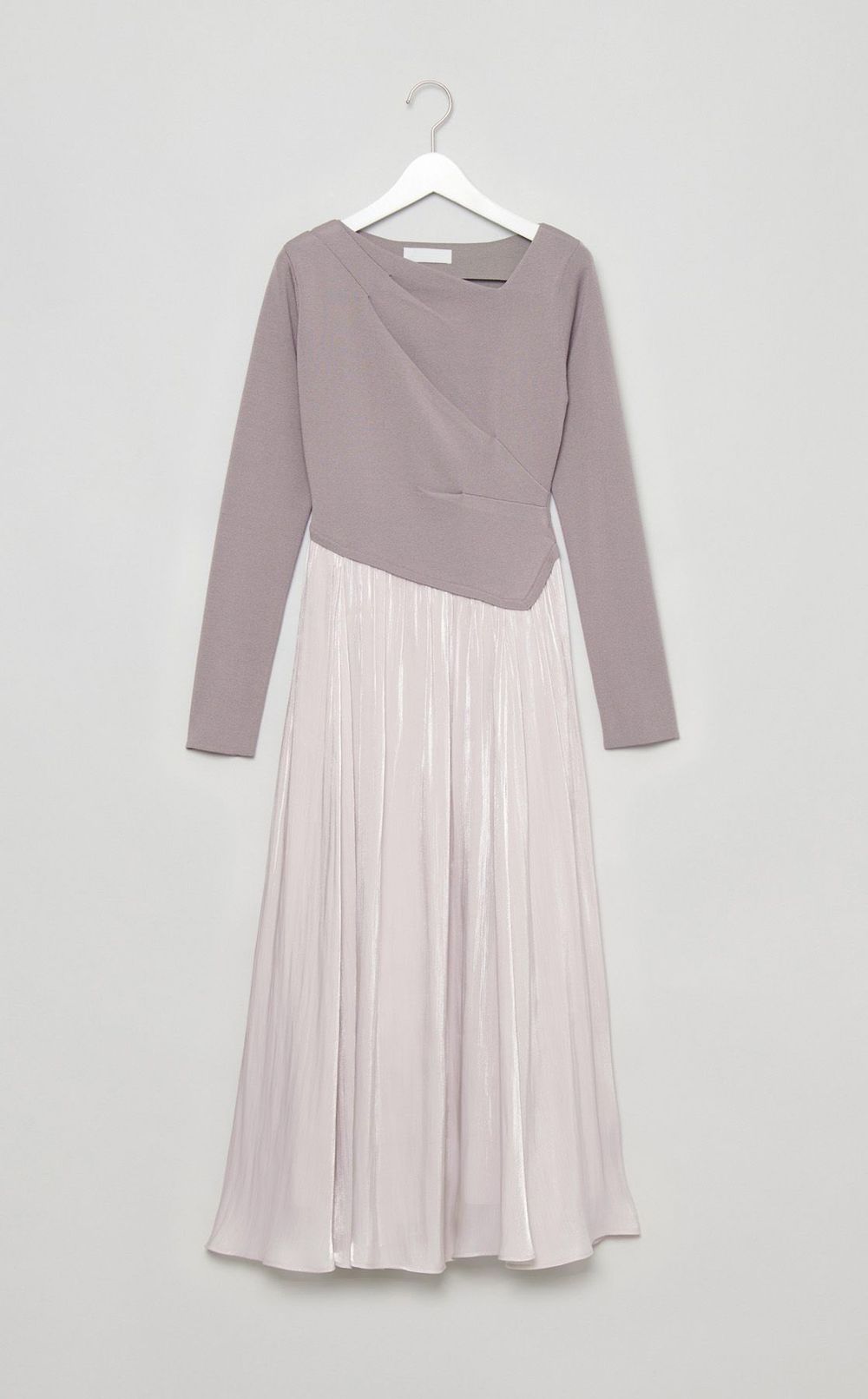 アシメネックニットドッキングワンピース