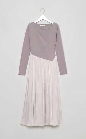 アシメネックニットドッキングワンピース