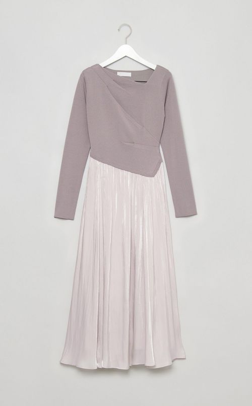 アシメネックニットドッキングワンピース