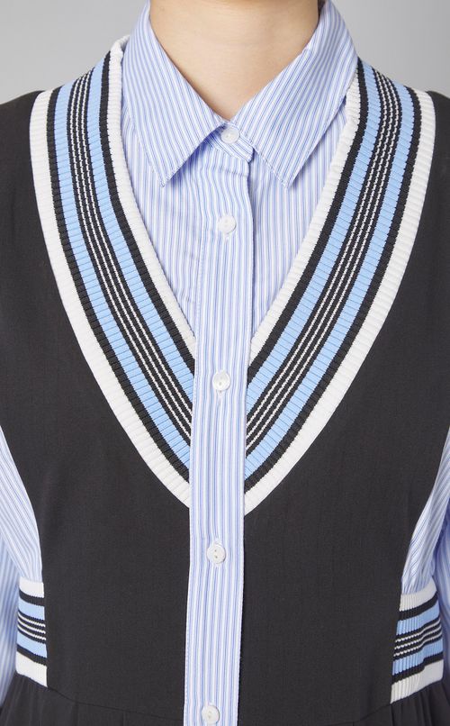 リブコンビシャツワンピース