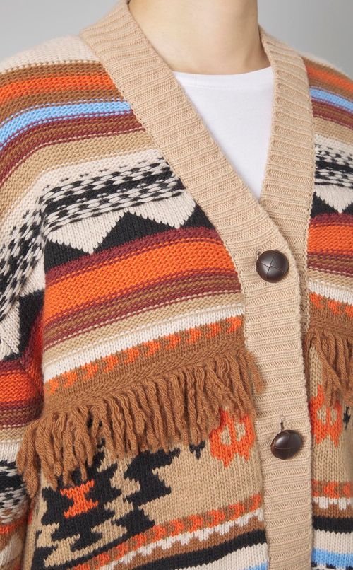 ミックスカラーフリンジカーディガン
