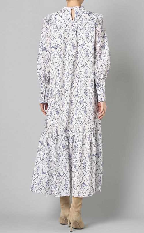 プリントリボンタイワンピース