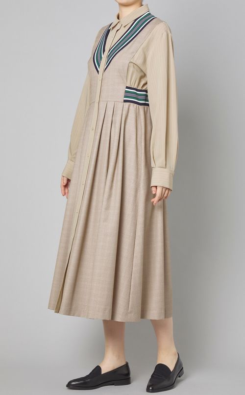 リブコンビシャツワンピース