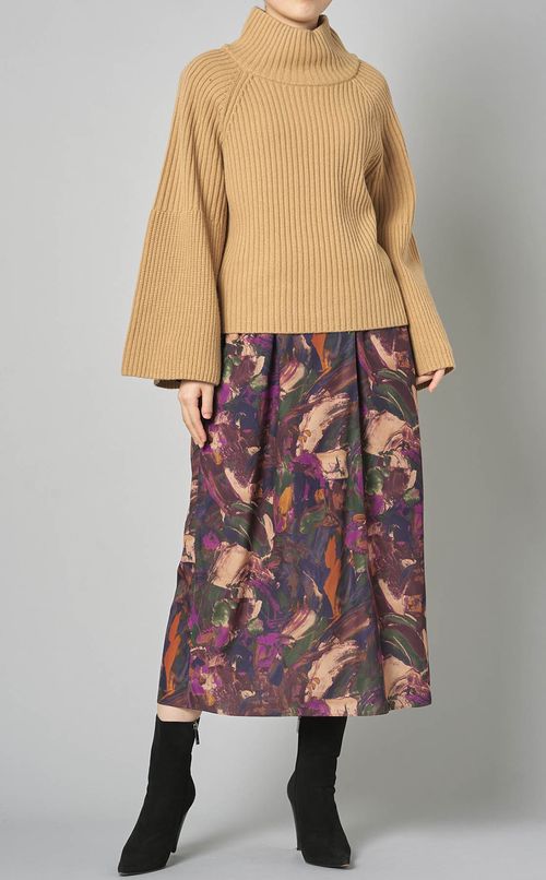 ラムミックスオフタートルニット