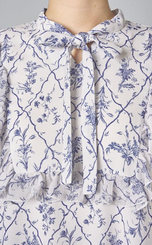 プリントリボンタイワンピース