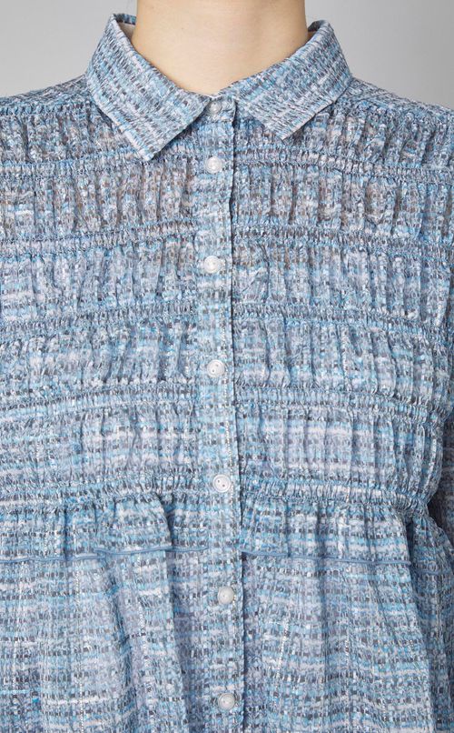 ツイード柄シャーリングブラウス