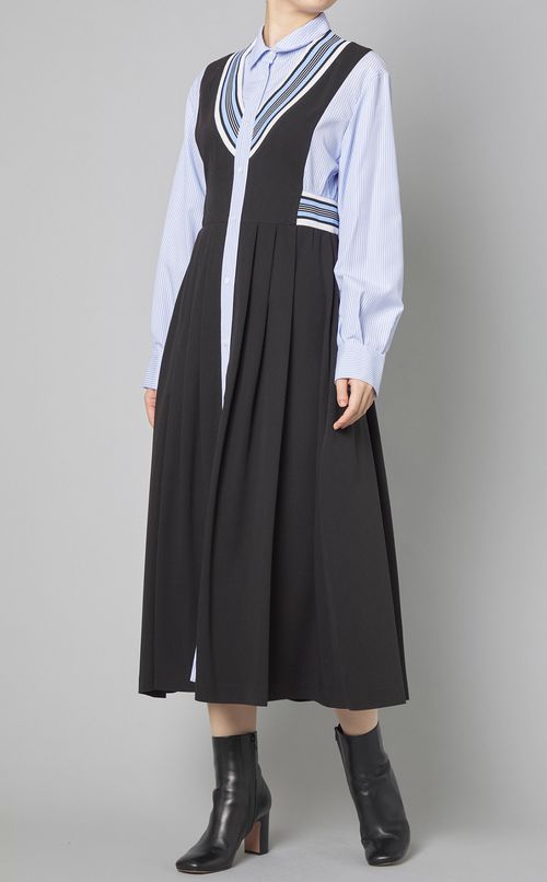 リブコンビシャツワンピース