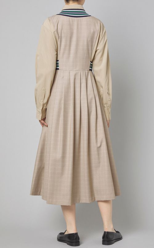 リブコンビシャツワンピース