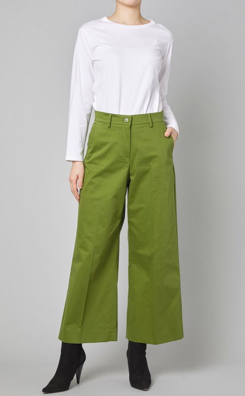 コットンス卜レッチクロップドパンツ