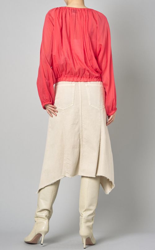 コットンギャザープルオーバーブラウス