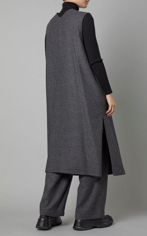 ツイードジップスリットジレ