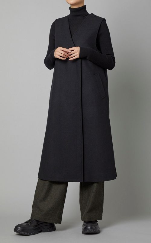 ツイードジップスリットジレ