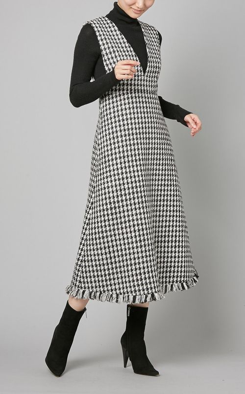 ツイードロングジャンパードレス