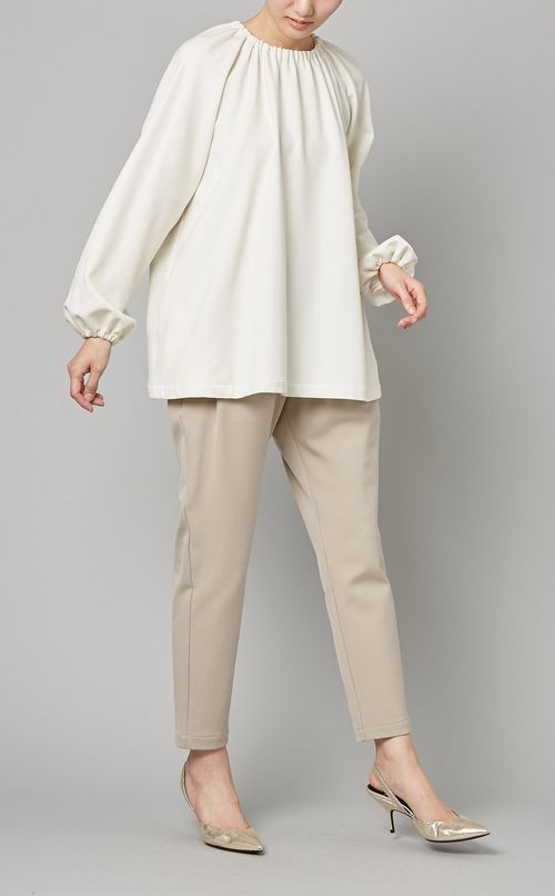 バックジップシャーリングブラウス