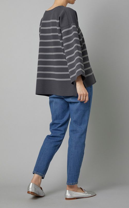 ボーダーフレアスリーブプルオーバー