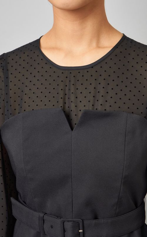 素材切替ベルテッドワンピース