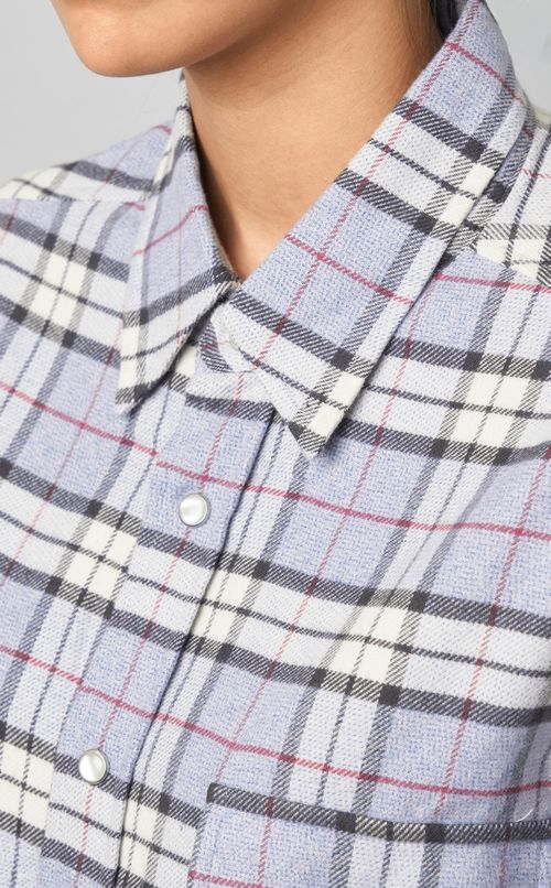 チェック柄コットンシャツ