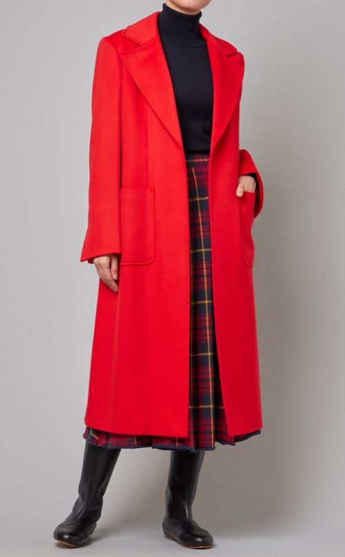 ベルト付ウールロングコート